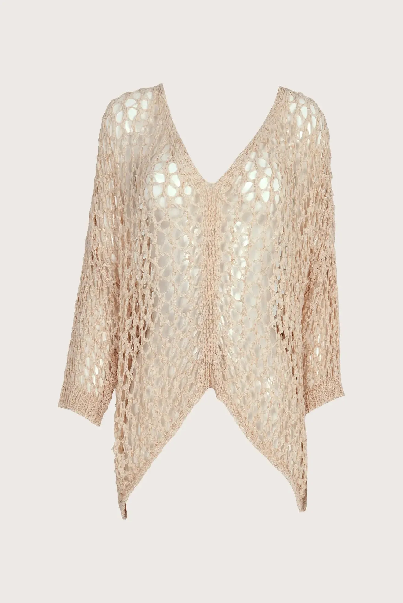 Large crochet blouse in natural tone