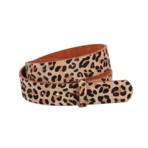 Leopard Print Calf Hair Snap On Belt Strap