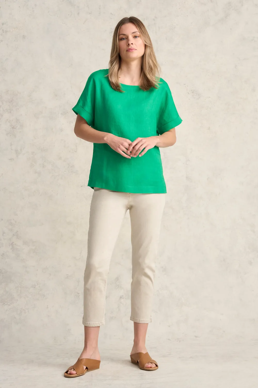 Linen Mix Top - Vibrant Green