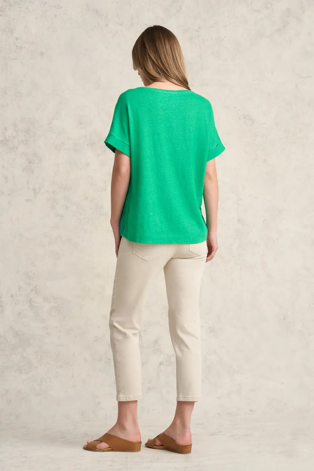 Linen Mix Top - Vibrant Green