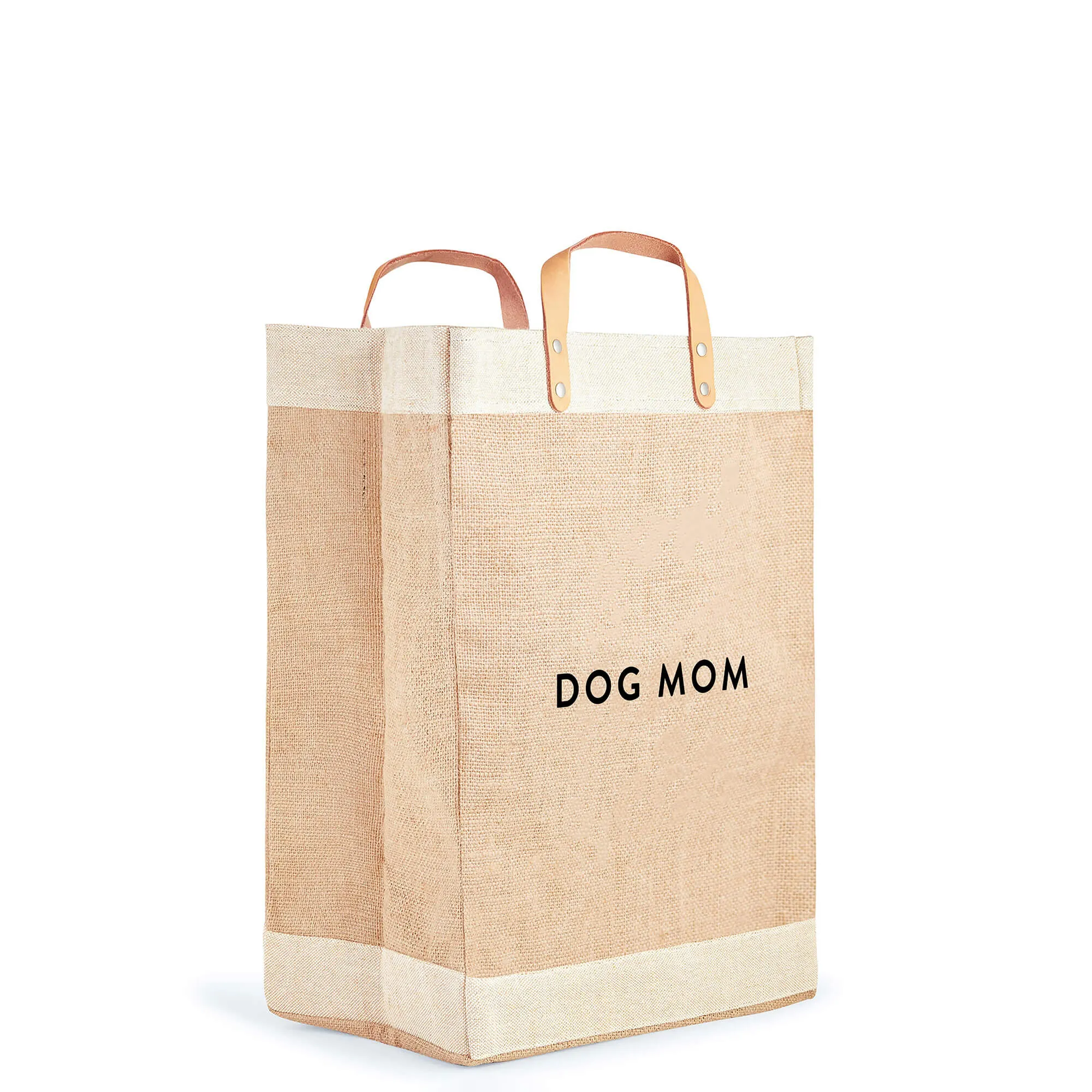 Market Bag in Natural with DOG MOM