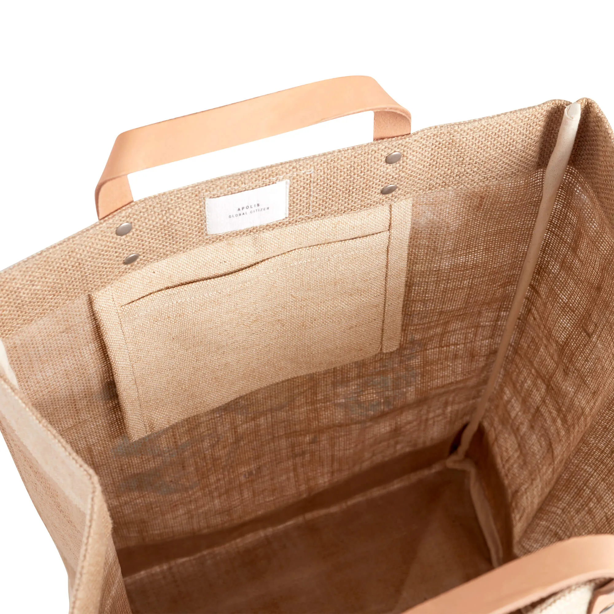 Market Bag in Natural with DOG MOM