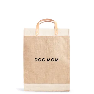 Market Bag in Natural with DOG MOM