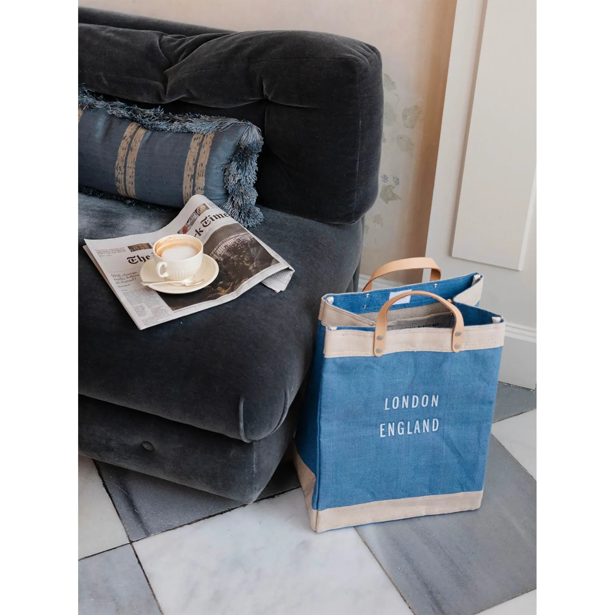 Market Bag in Parisian Blue with Strap