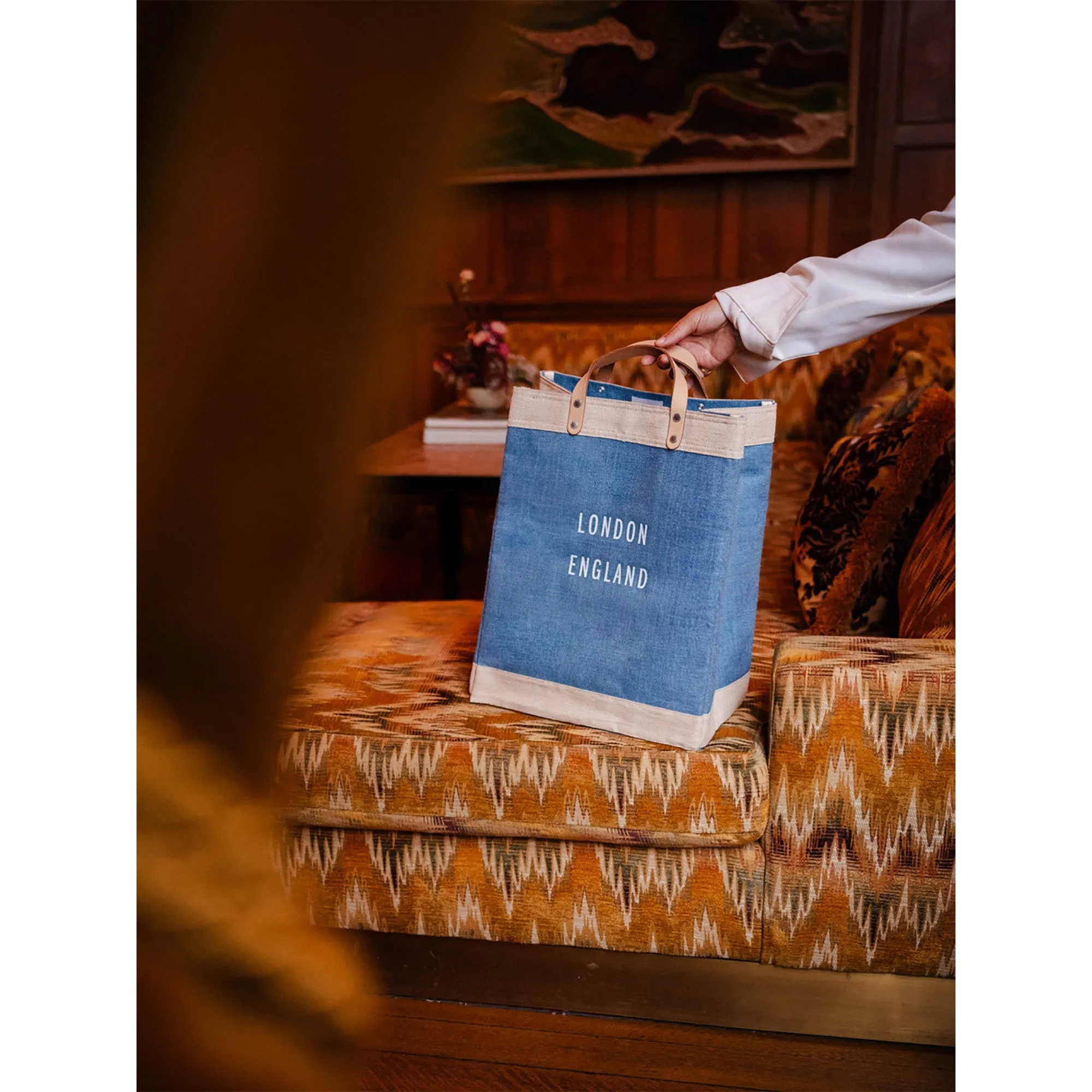 Market Bag in Parisian Blue with Strap