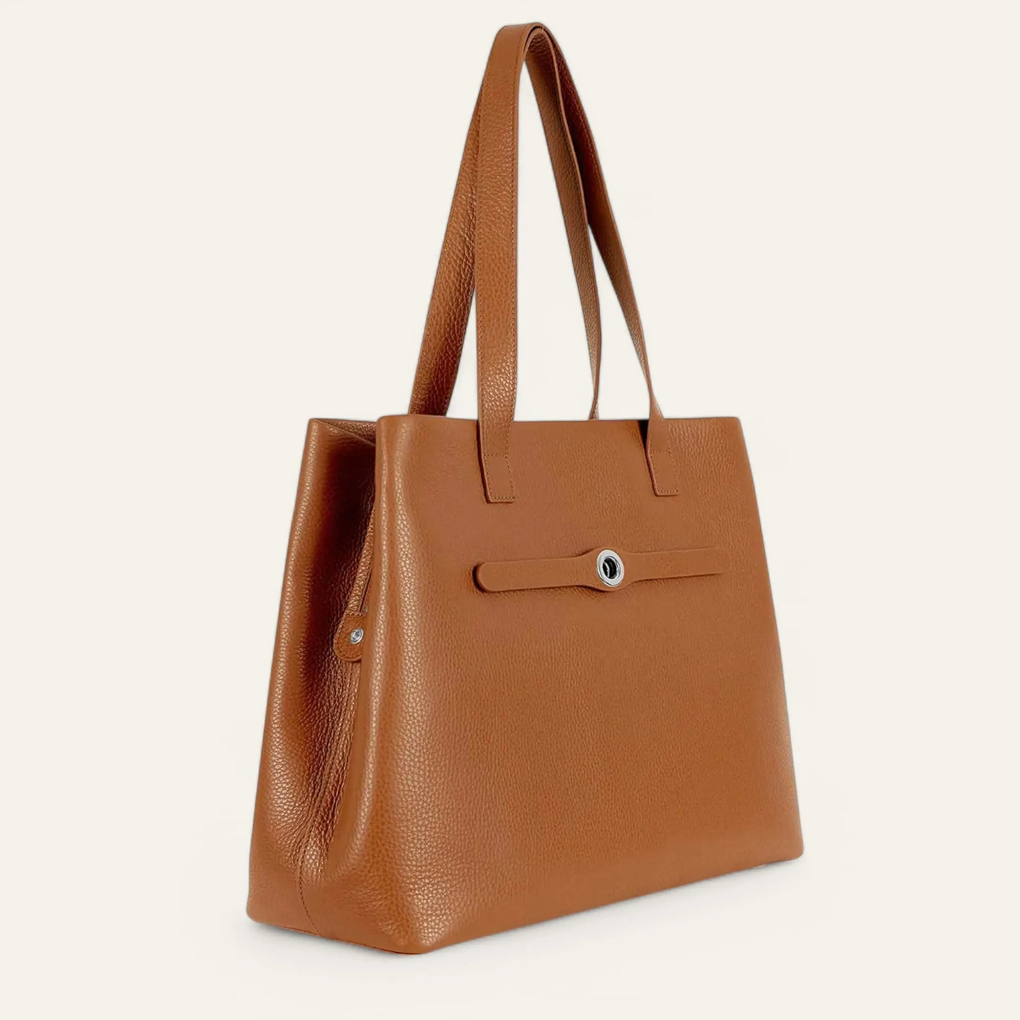 Michelle Tote | Tan with Silver hardware