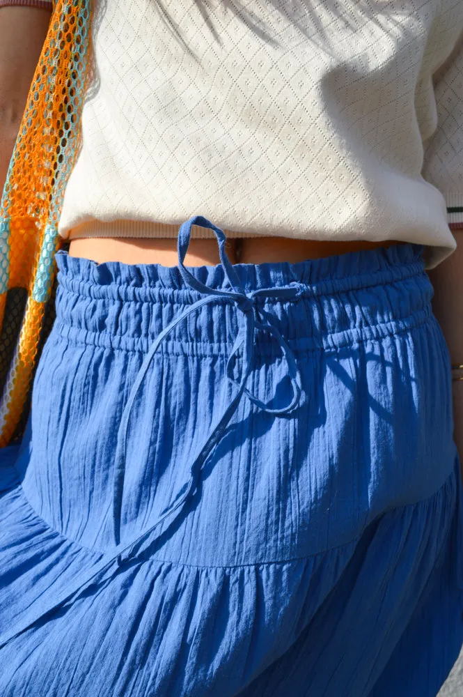 Nice Things Medium Blue Seersucker Skirt