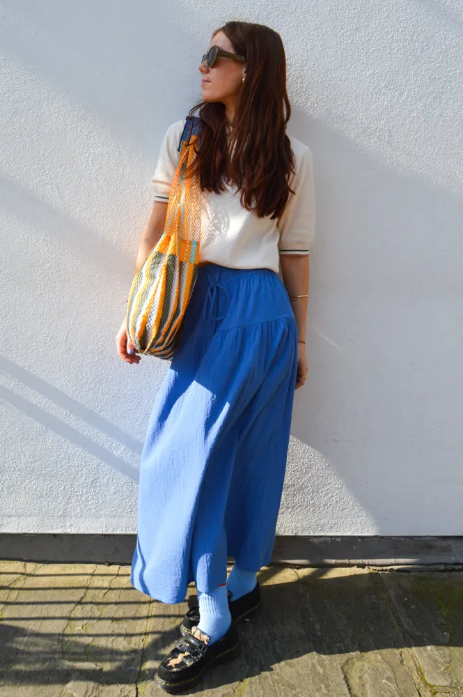Nice Things Medium Blue Seersucker Skirt