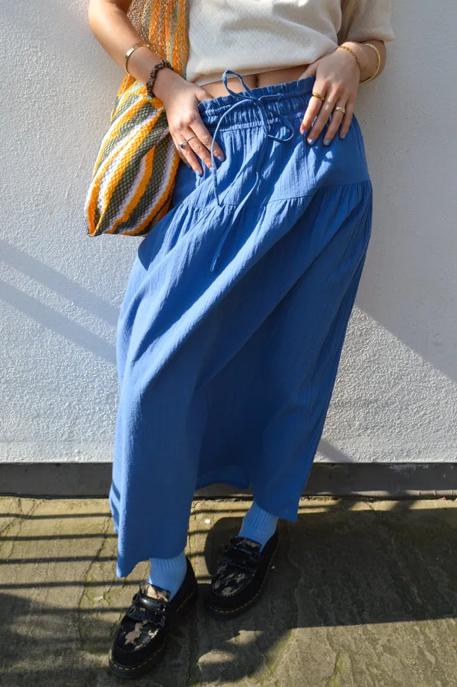 Nice Things Medium Blue Seersucker Skirt