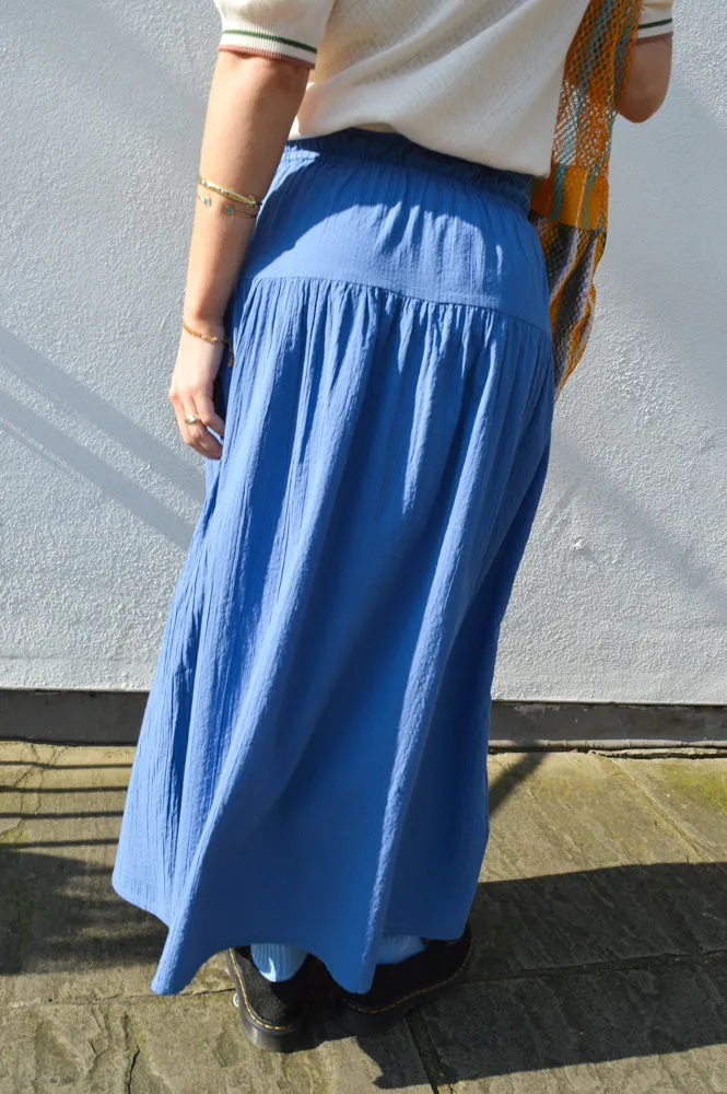 Nice Things Medium Blue Seersucker Skirt