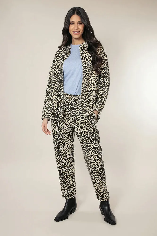 Nooki Caroline Neutral Mix Leopard Print Trousers