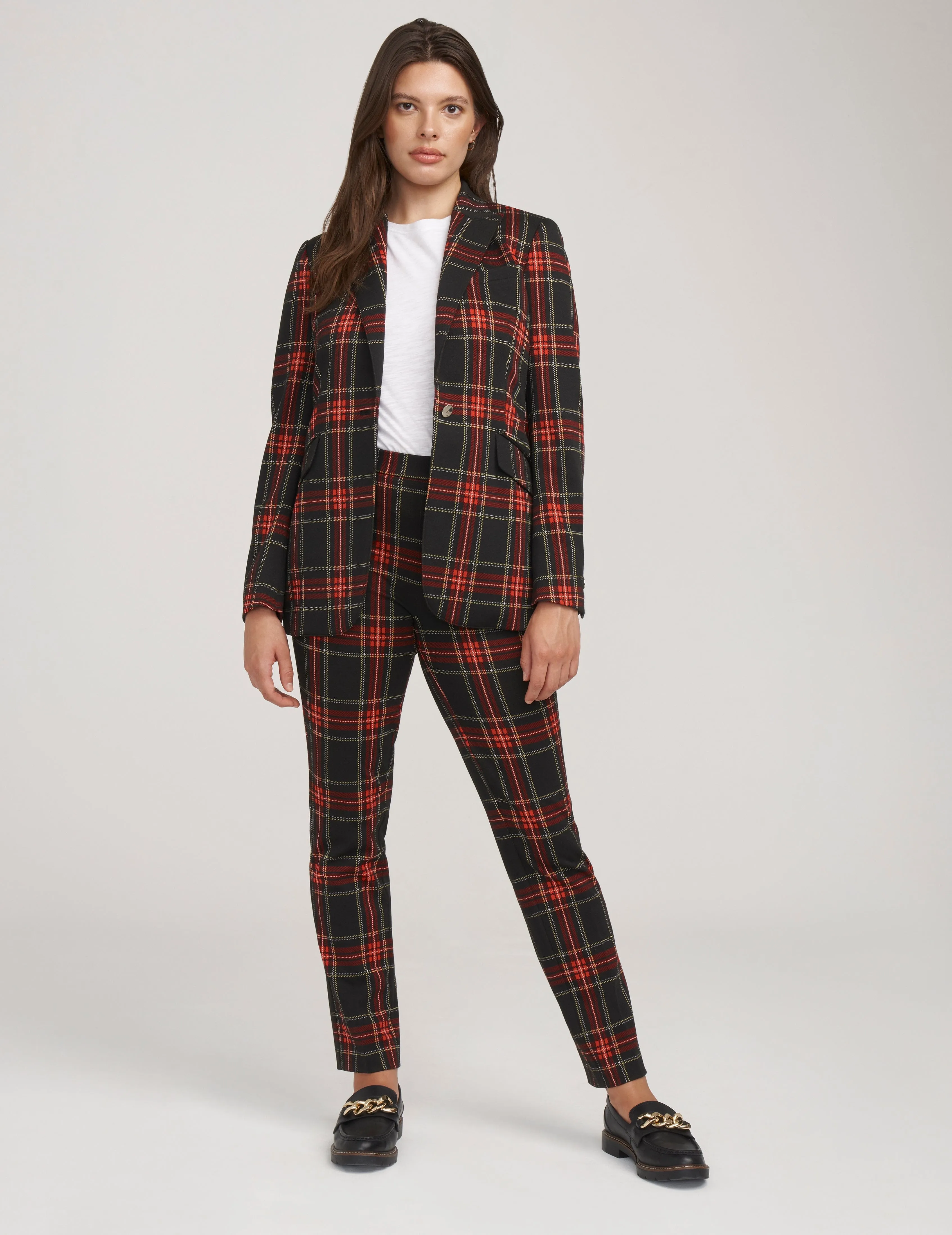 One Button Notch Collar Jacket Printed Volume Compression- Sale