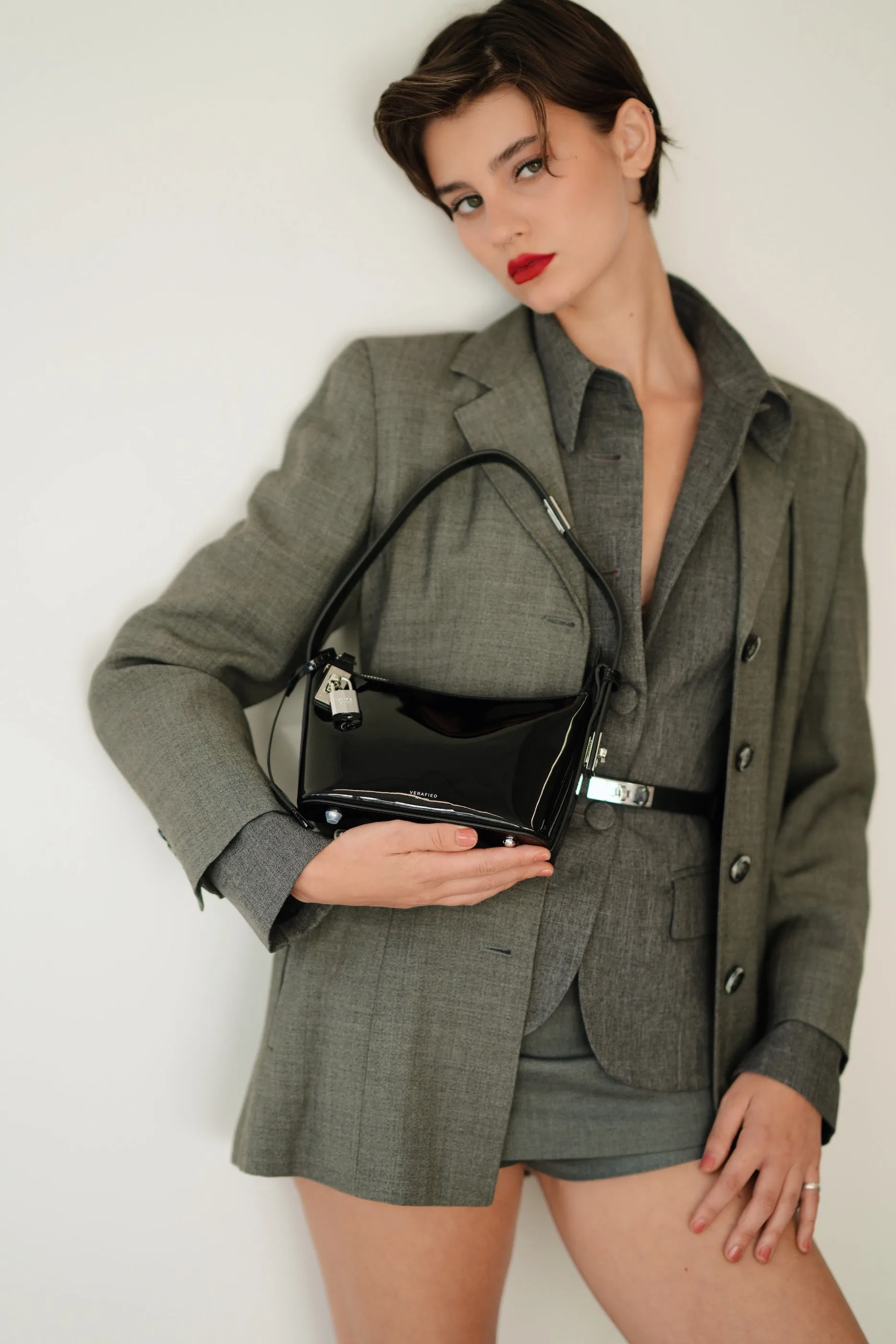 Patent Mini Silver Black Hobo Bag (Low Stock. Limited Edition)