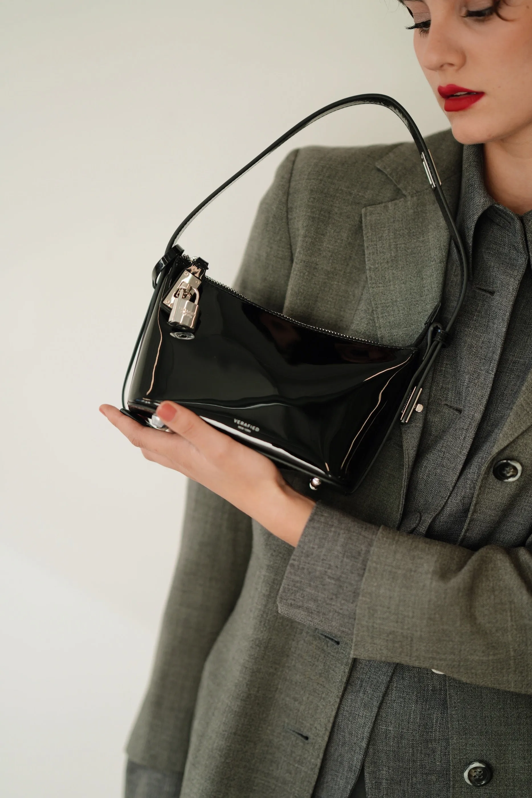Patent Mini Silver Black Hobo Bag (Low Stock. Limited Edition)