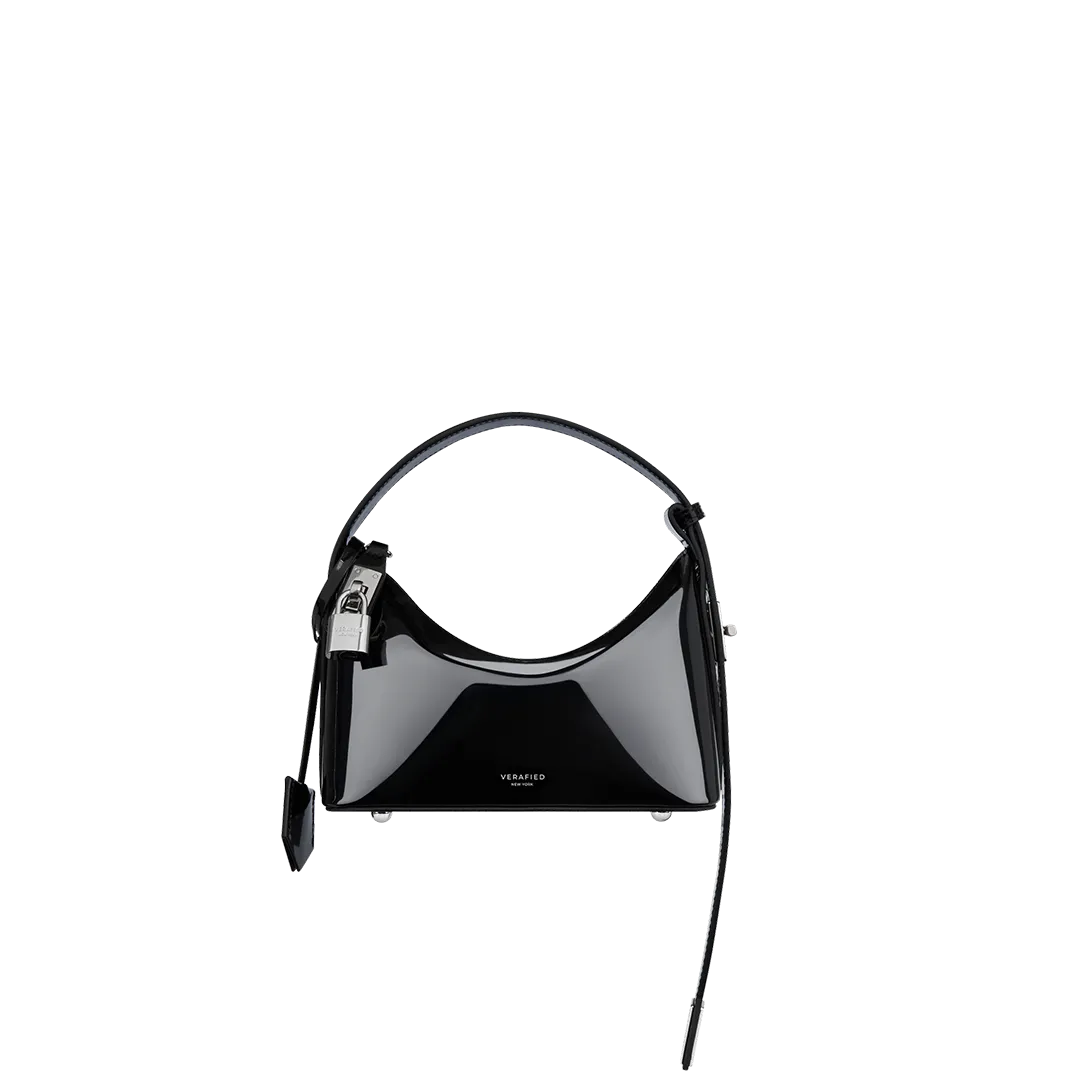 Patent Mini Silver Black Hobo Bag (Low Stock. Limited Edition)