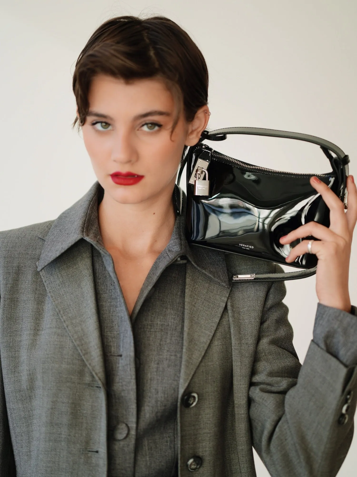 Patent Mini Silver Black Hobo Bag (Low Stock. Limited Edition)