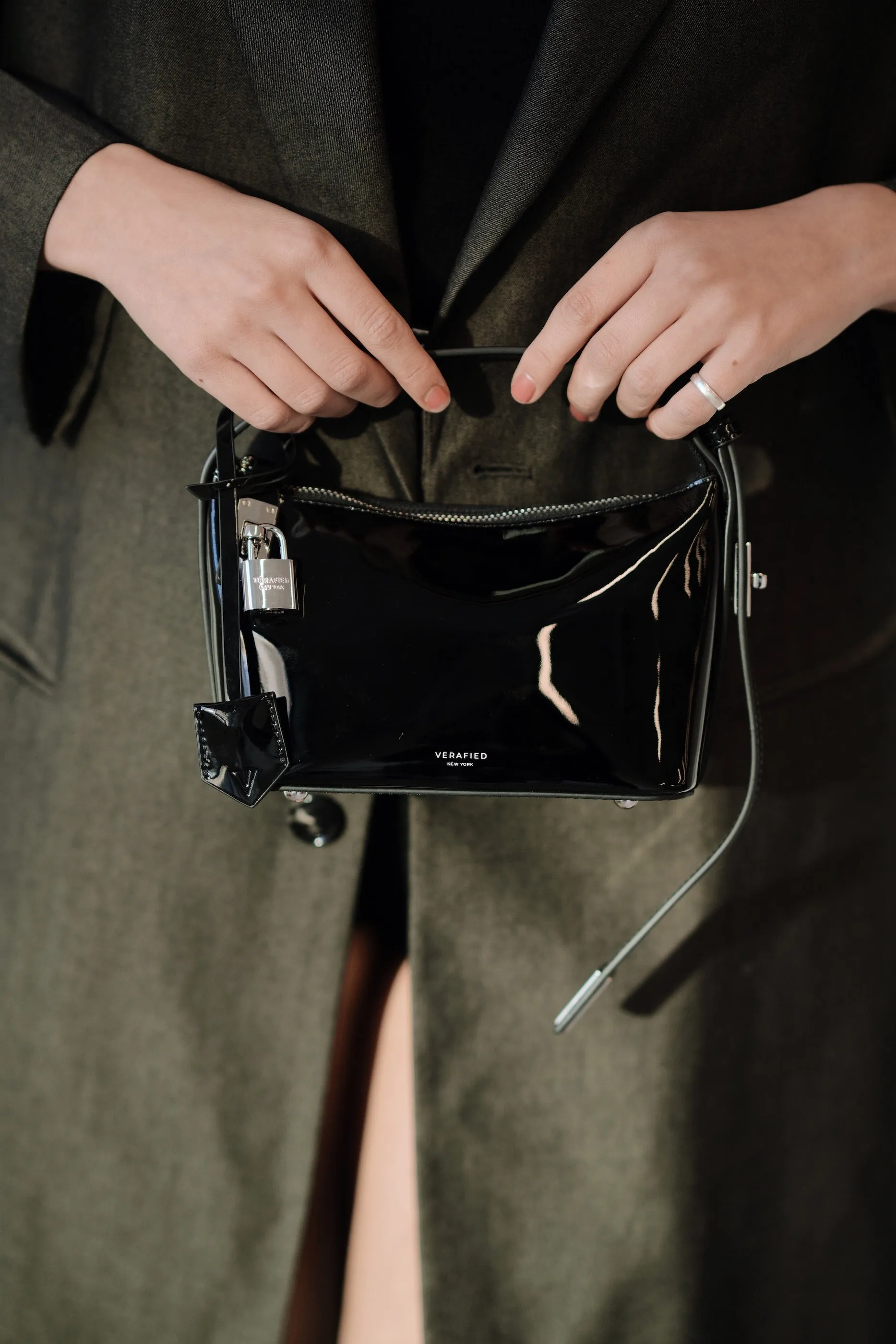 Patent Mini Silver Black Hobo Bag (Low Stock. Limited Edition)