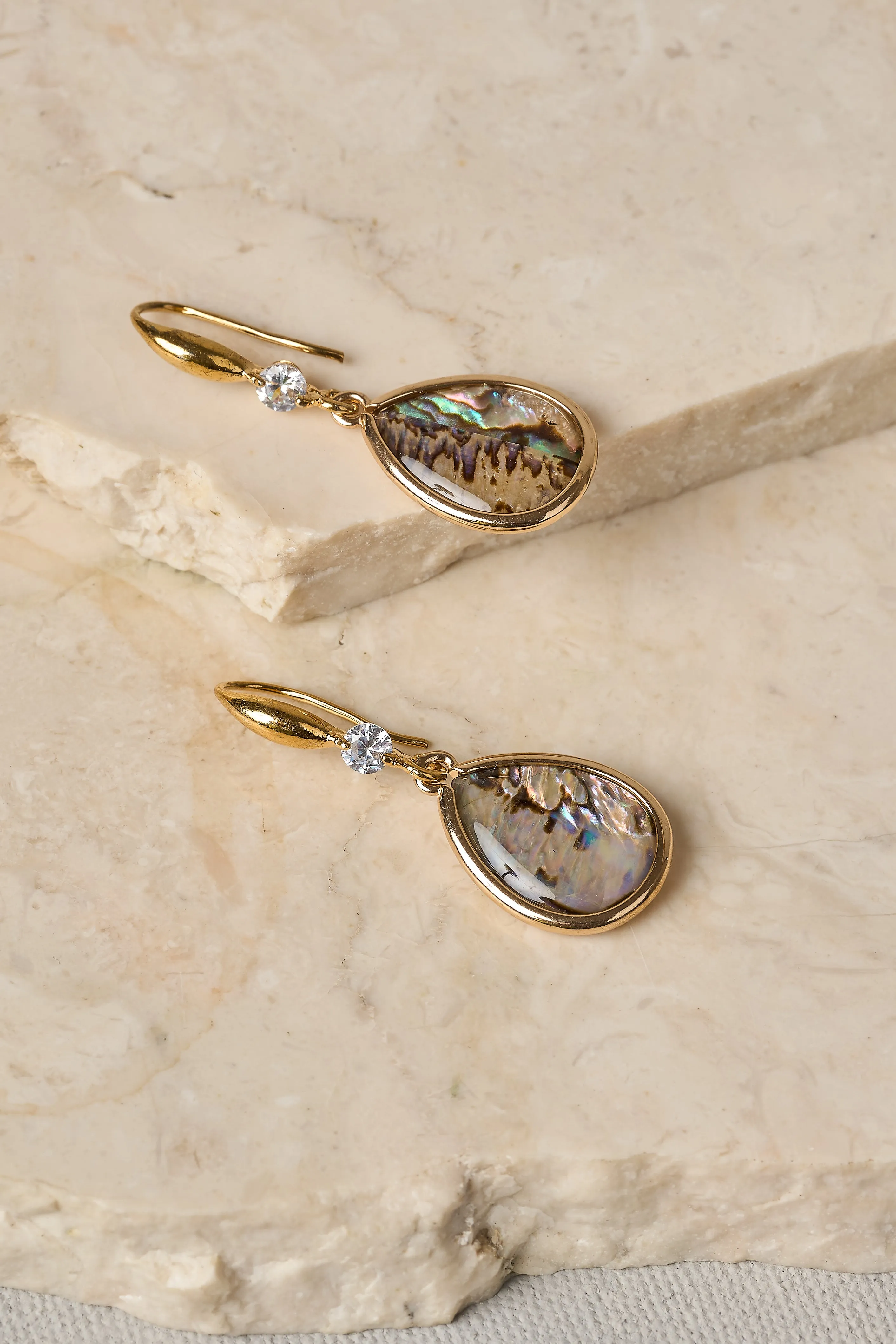 Paua Shell Drop Earrings - Multicolour
