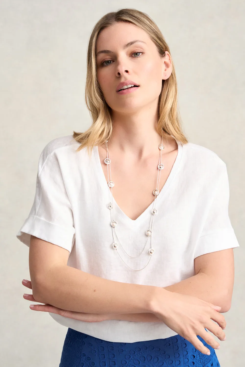 Pearl Double Layer Necklace - Silver