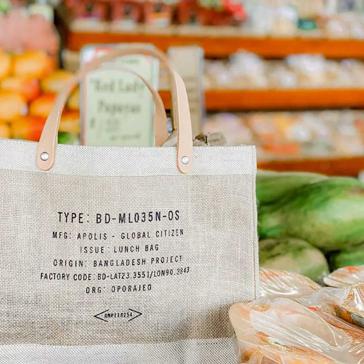 Petite Market Bag in Natural Bird Sonnet Watercolor by Amy Logsdon