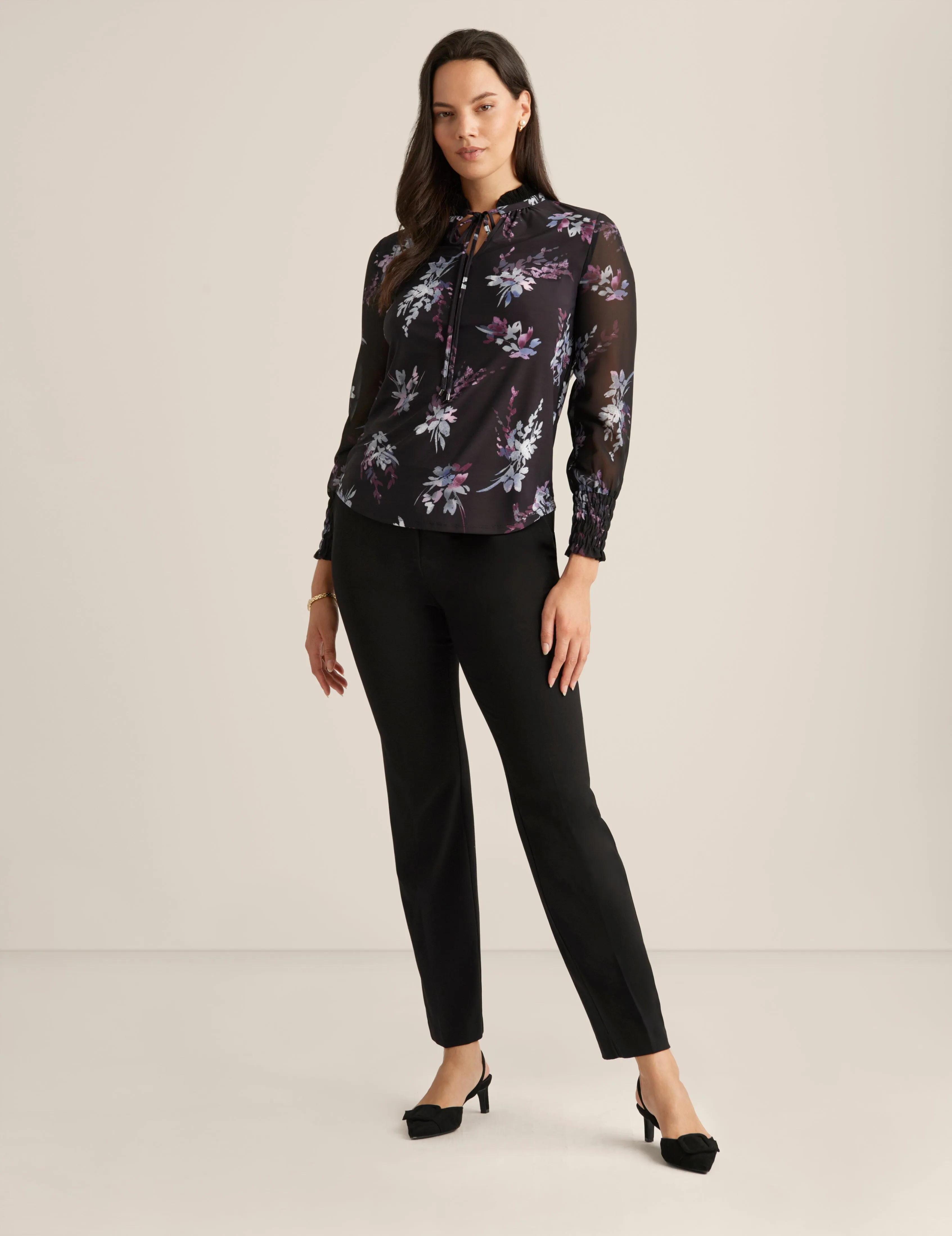 Pleated Chiffon Blouse - Sale
