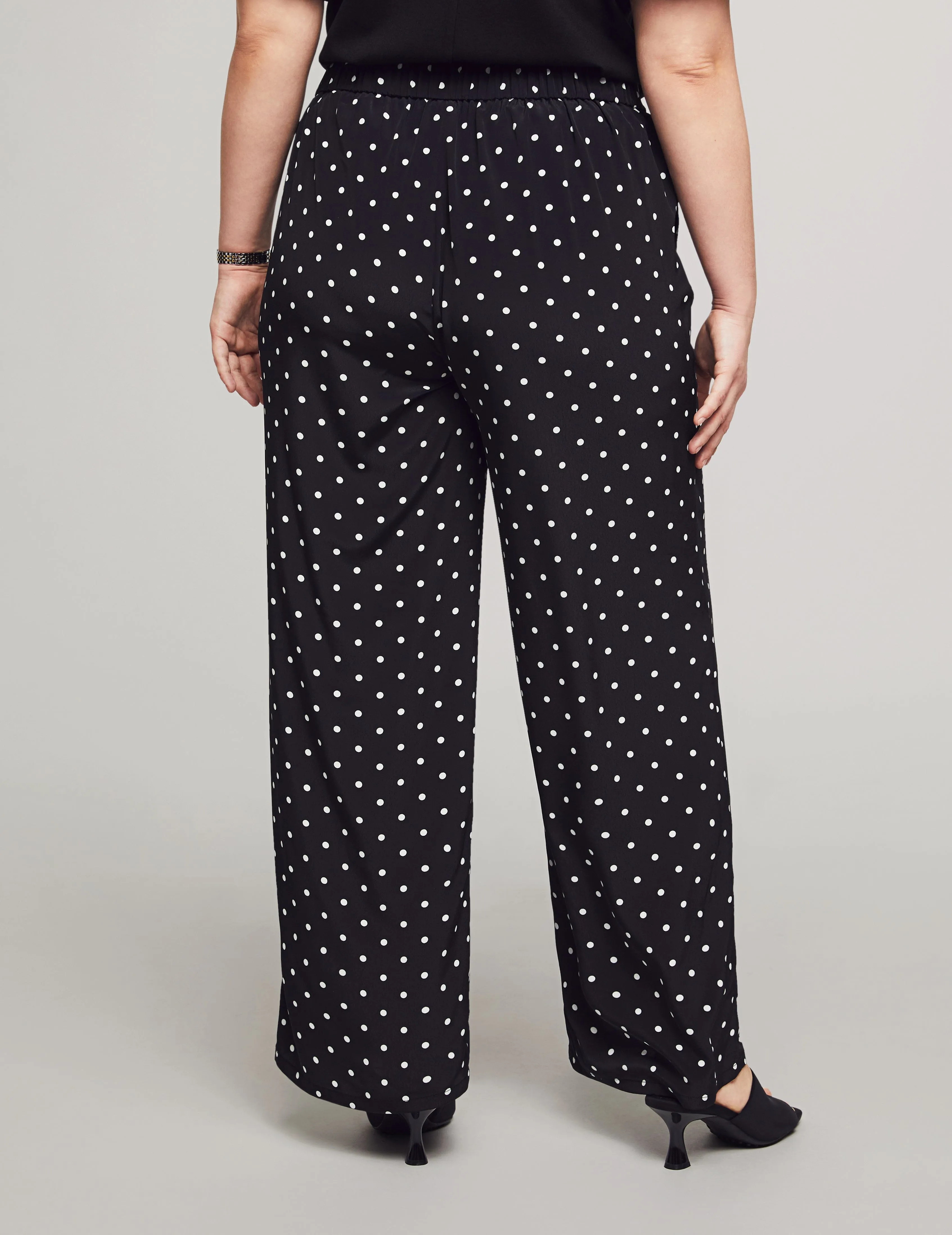 Plus Size Printed Pull On Self Tie Wide Leg Pant - Sale