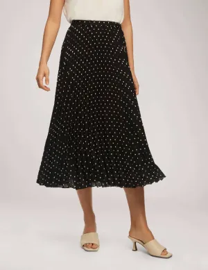 Polka Dot Chiffon Pull On Pleated Skirt- Sale