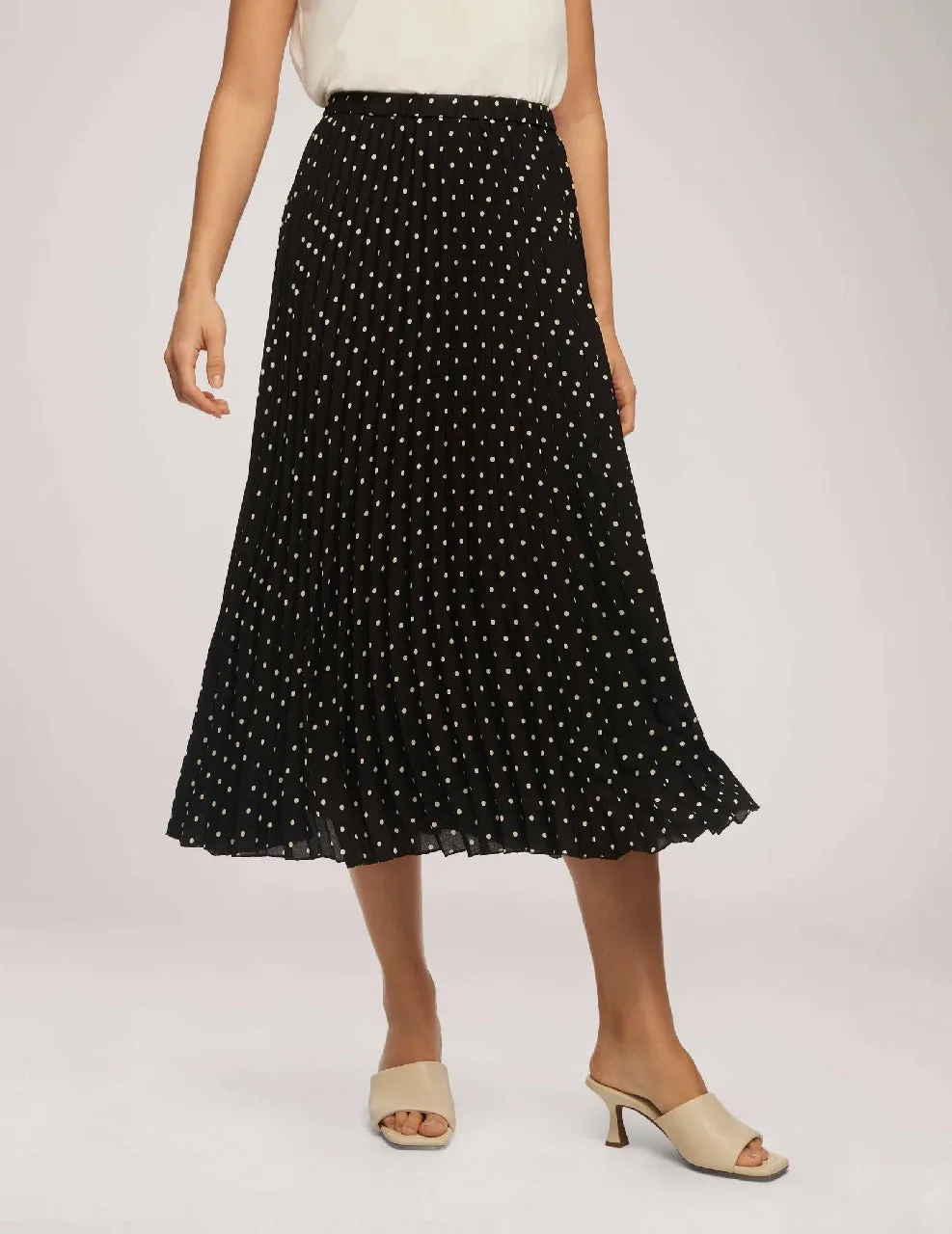 Polka Dot Chiffon Pull On Pleated Skirt- Sale