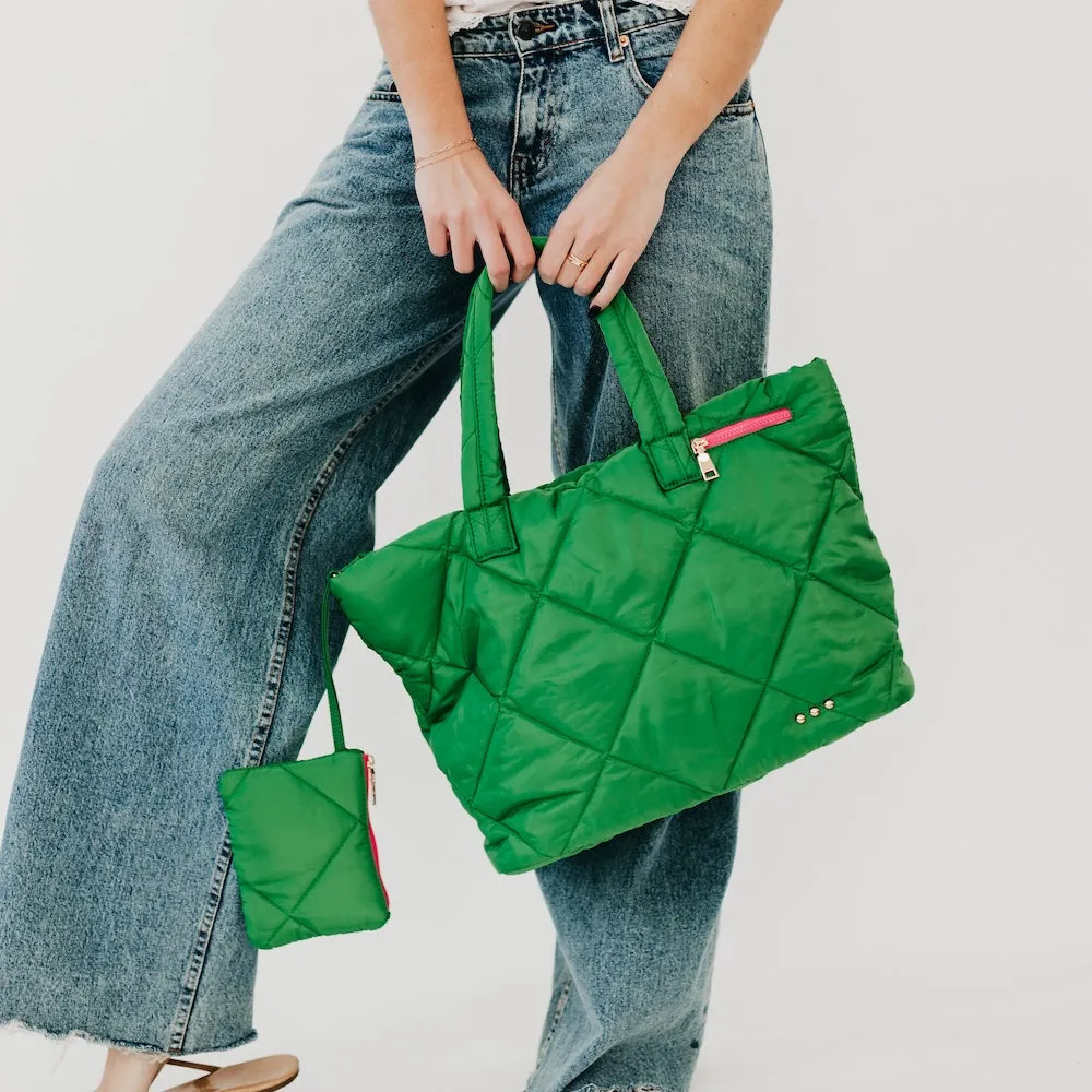 Presley Puffer Quilted Tote Bag With Pouch