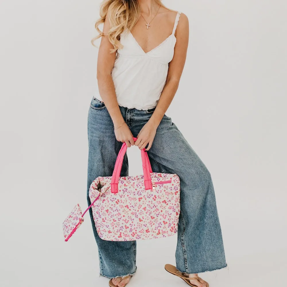 Presley Puffer Quilted Tote Bag With Pouch