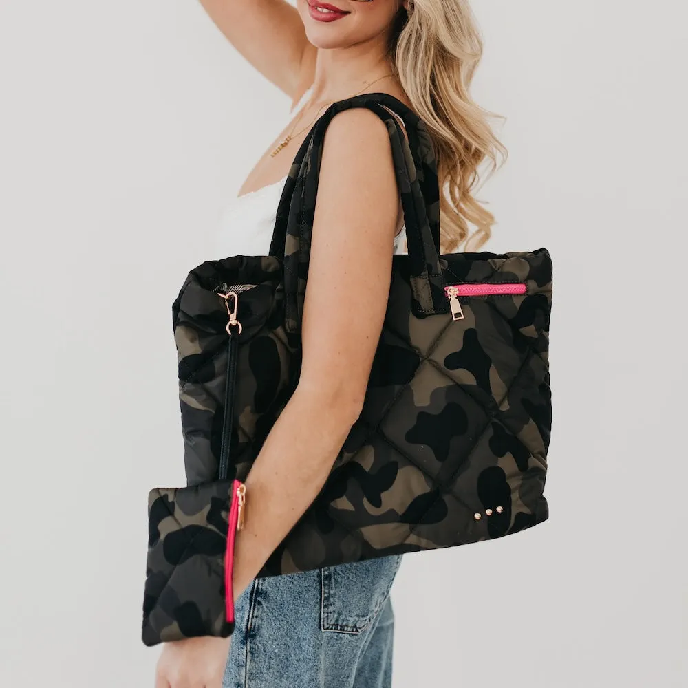 Presley Puffer Quilted Tote Bag With Pouch