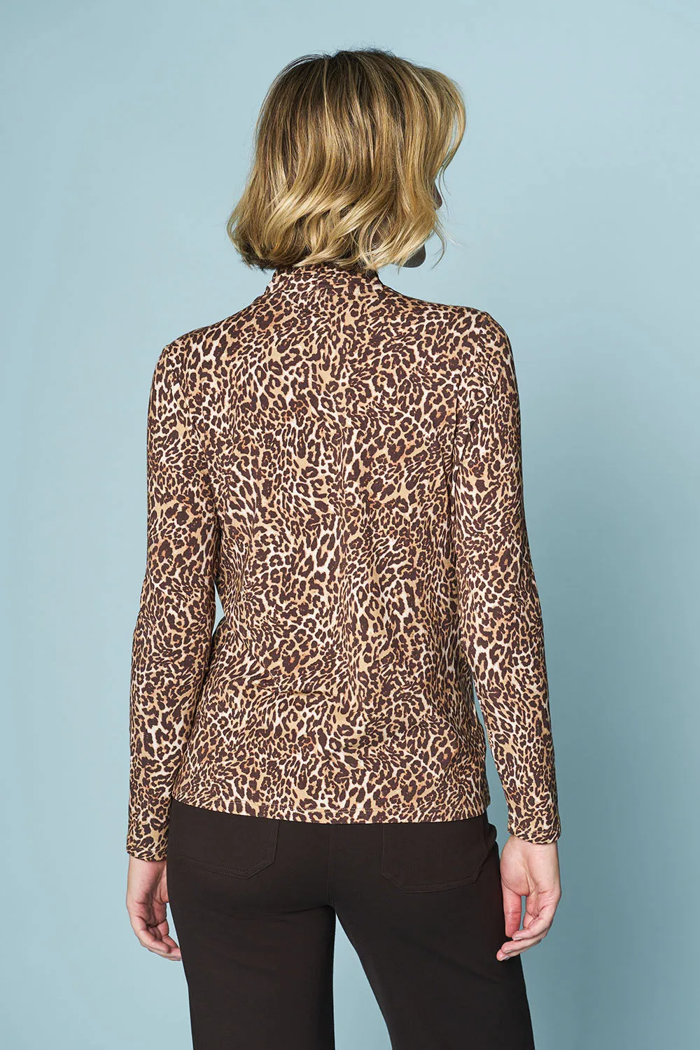 Printed Twist Neck Jersey Top - Leopard Print