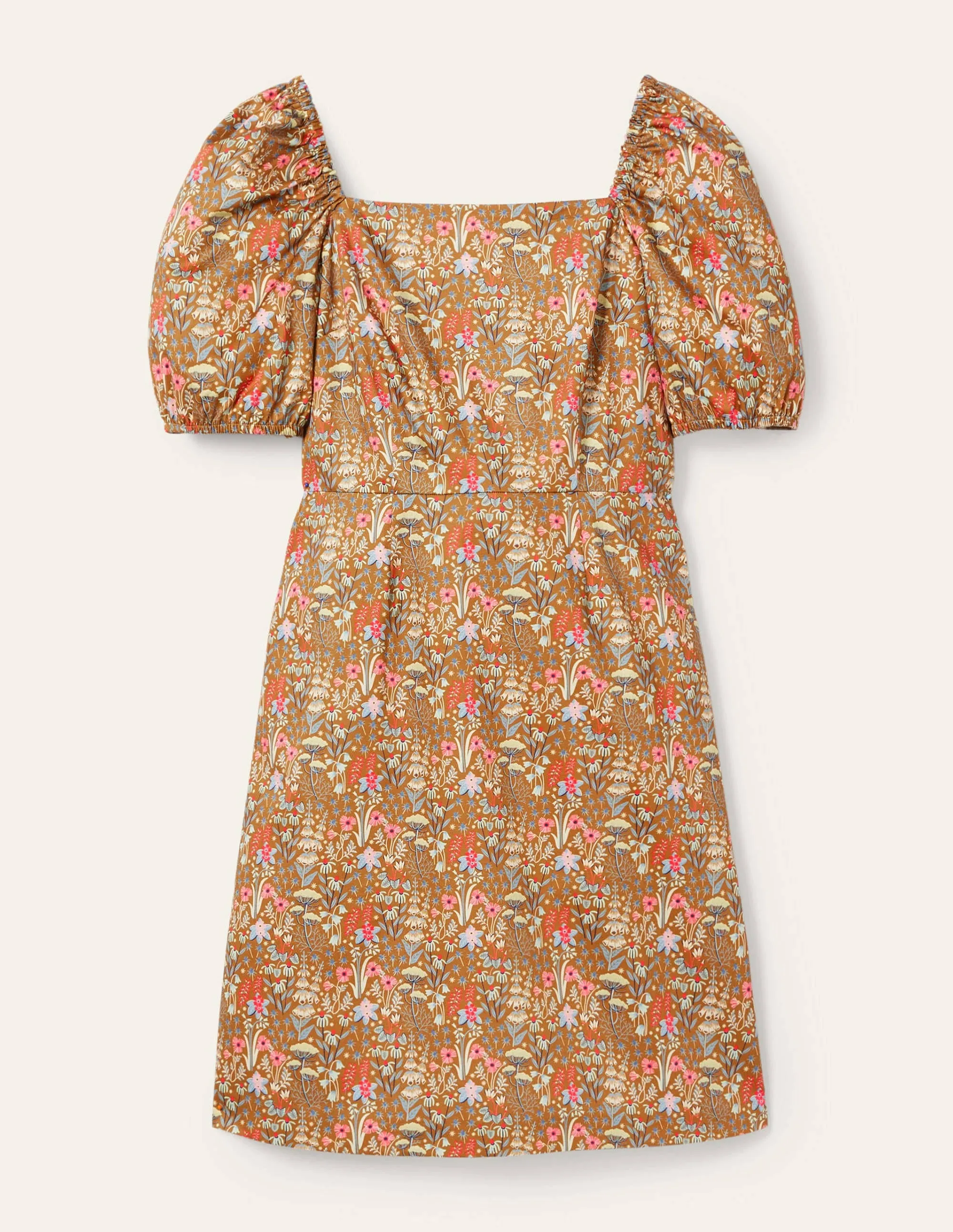 Puff Sleeve Mini Dress-Frankincense Wildflower Bloom