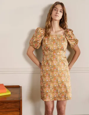Puff Sleeve Mini Dress-Frankincense Wildflower Bloom