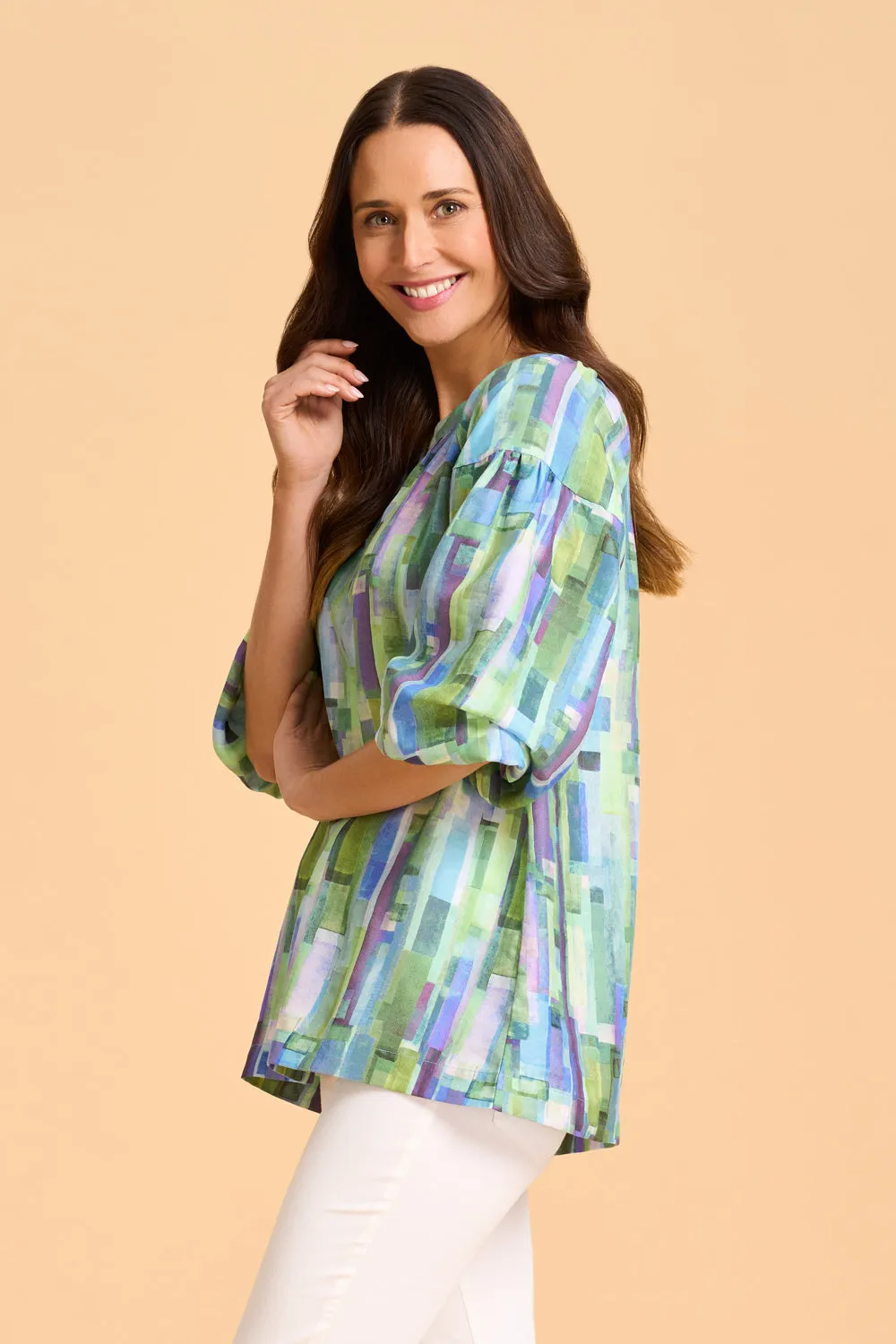 Puff Sleeve Top - August Stripe