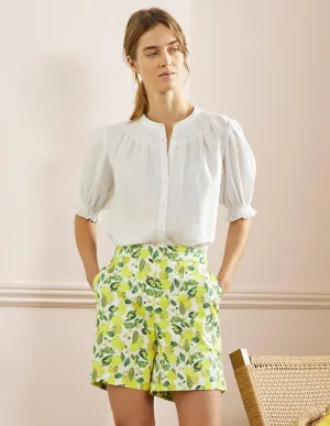 Pull On Shorts-Ivory. Lemon Vine