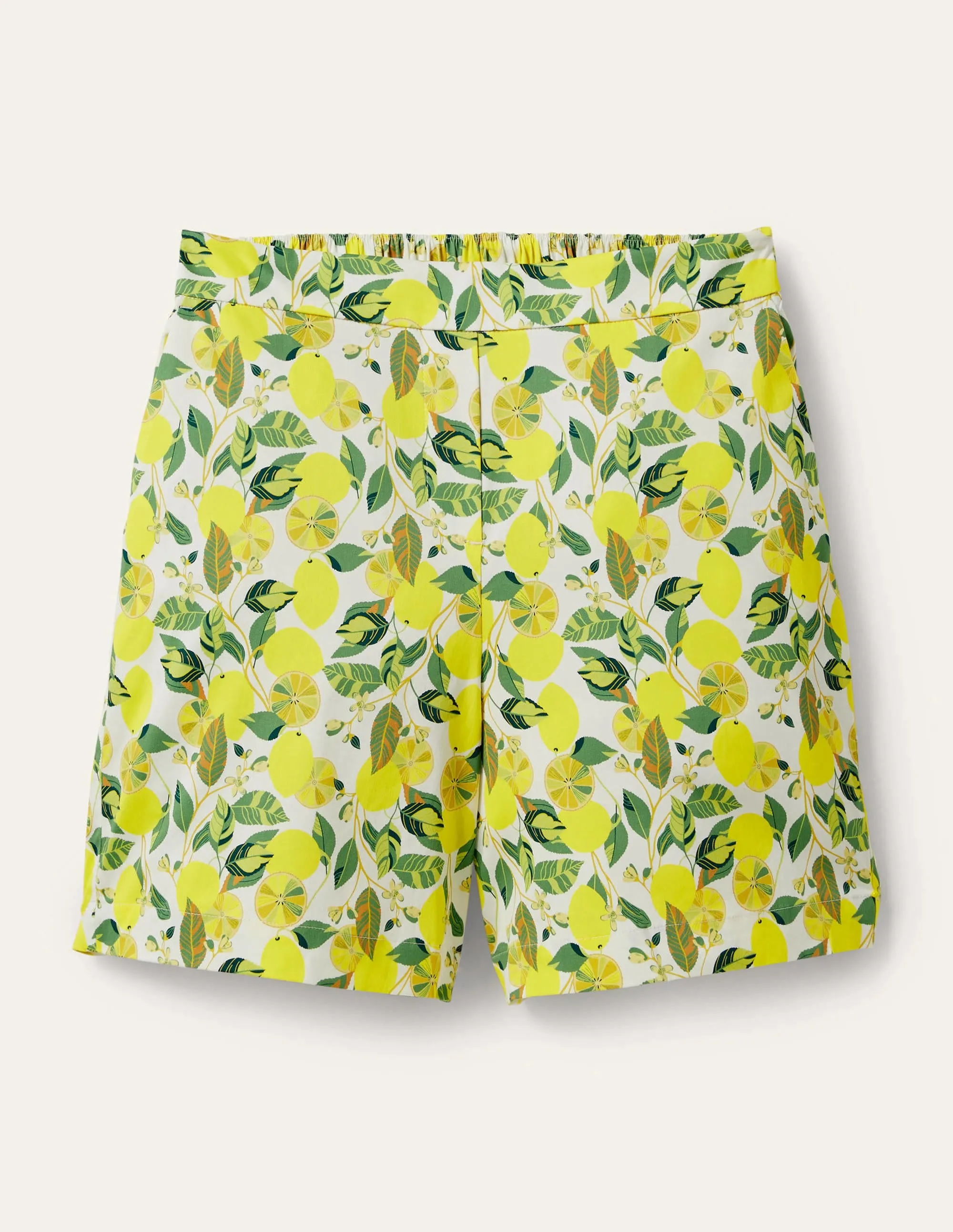 Pull On Shorts-Ivory. Lemon Vine