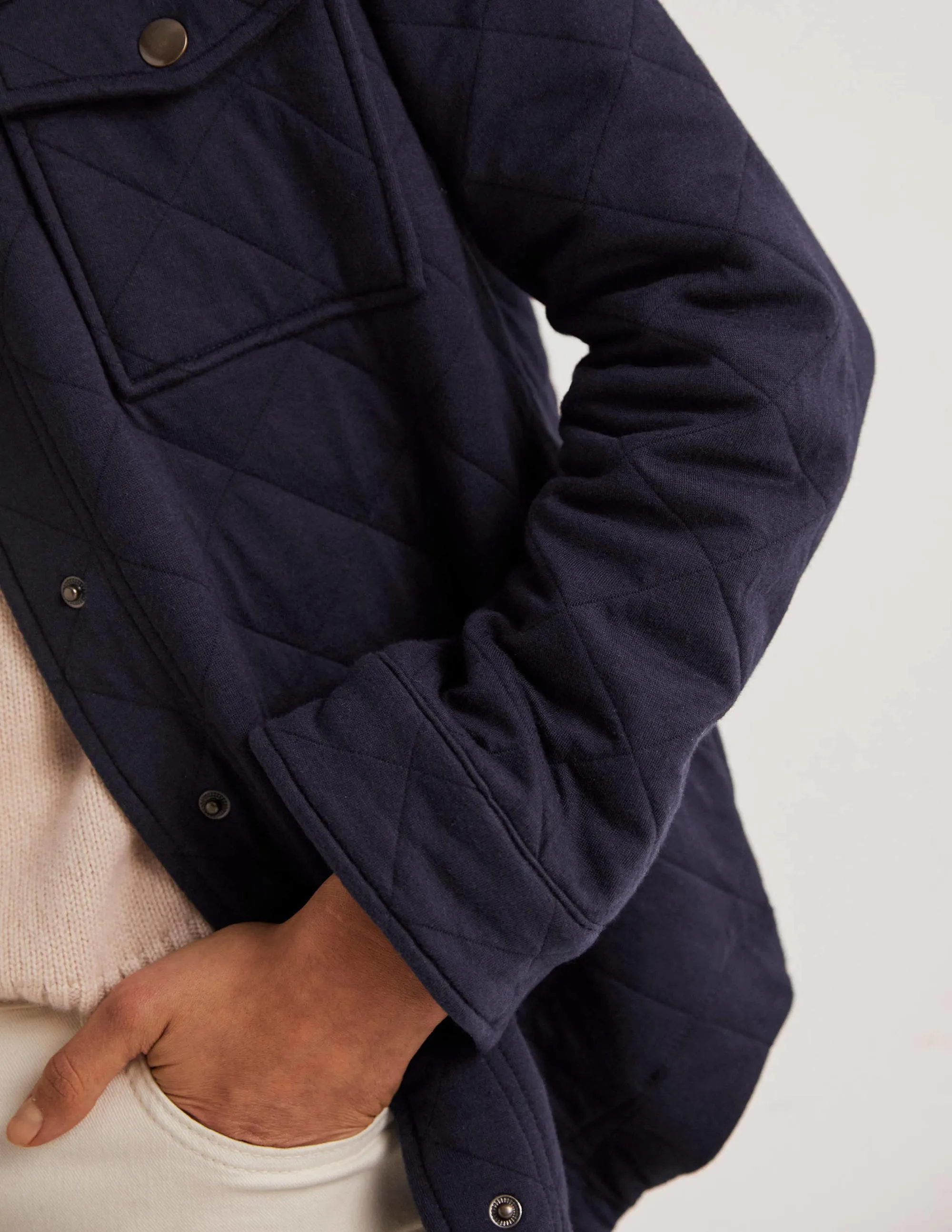 Quilted Jersey Shacket-Navy