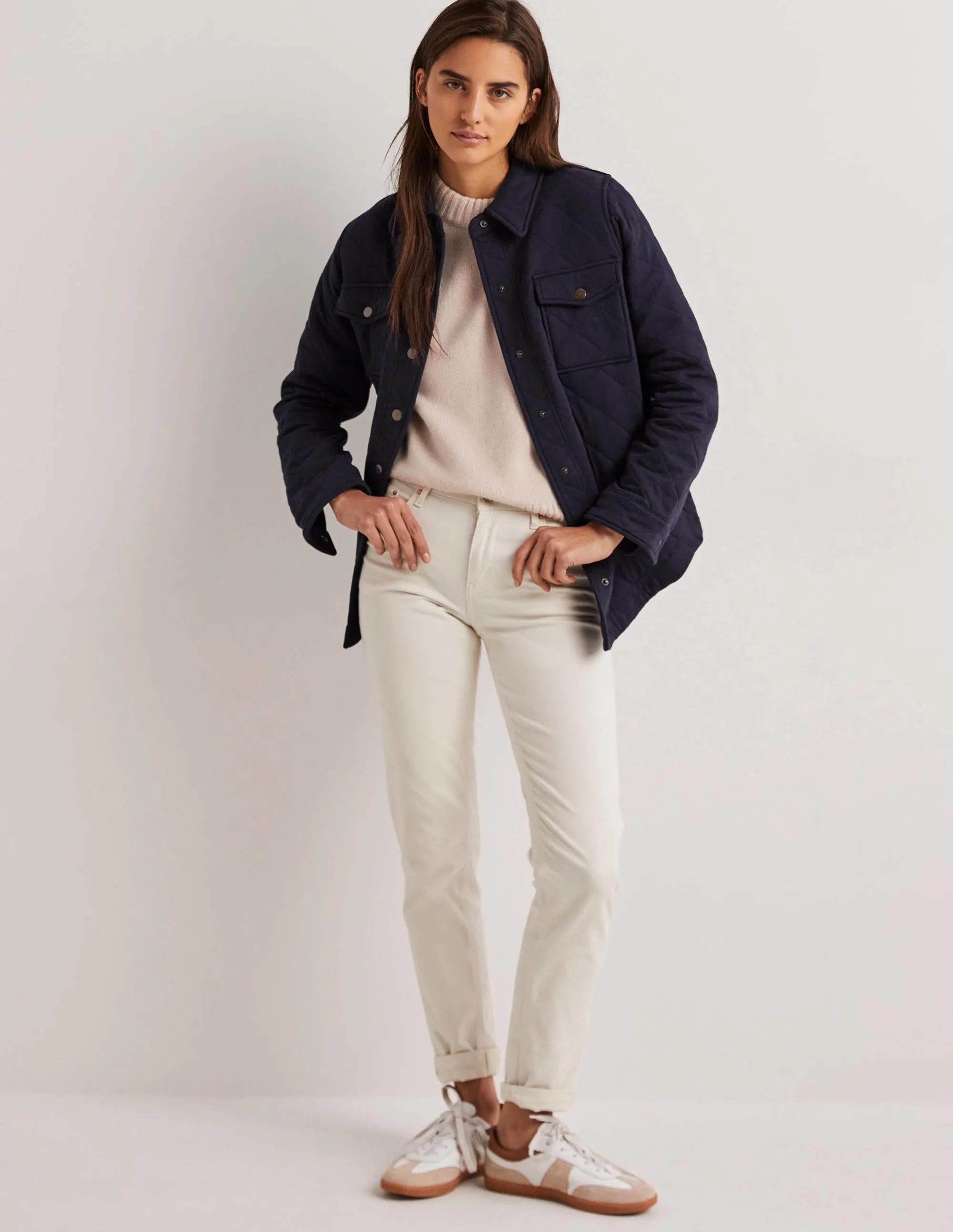 Quilted Jersey Shacket-Navy