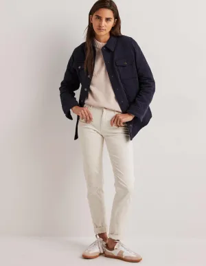 Quilted Jersey Shacket-Navy