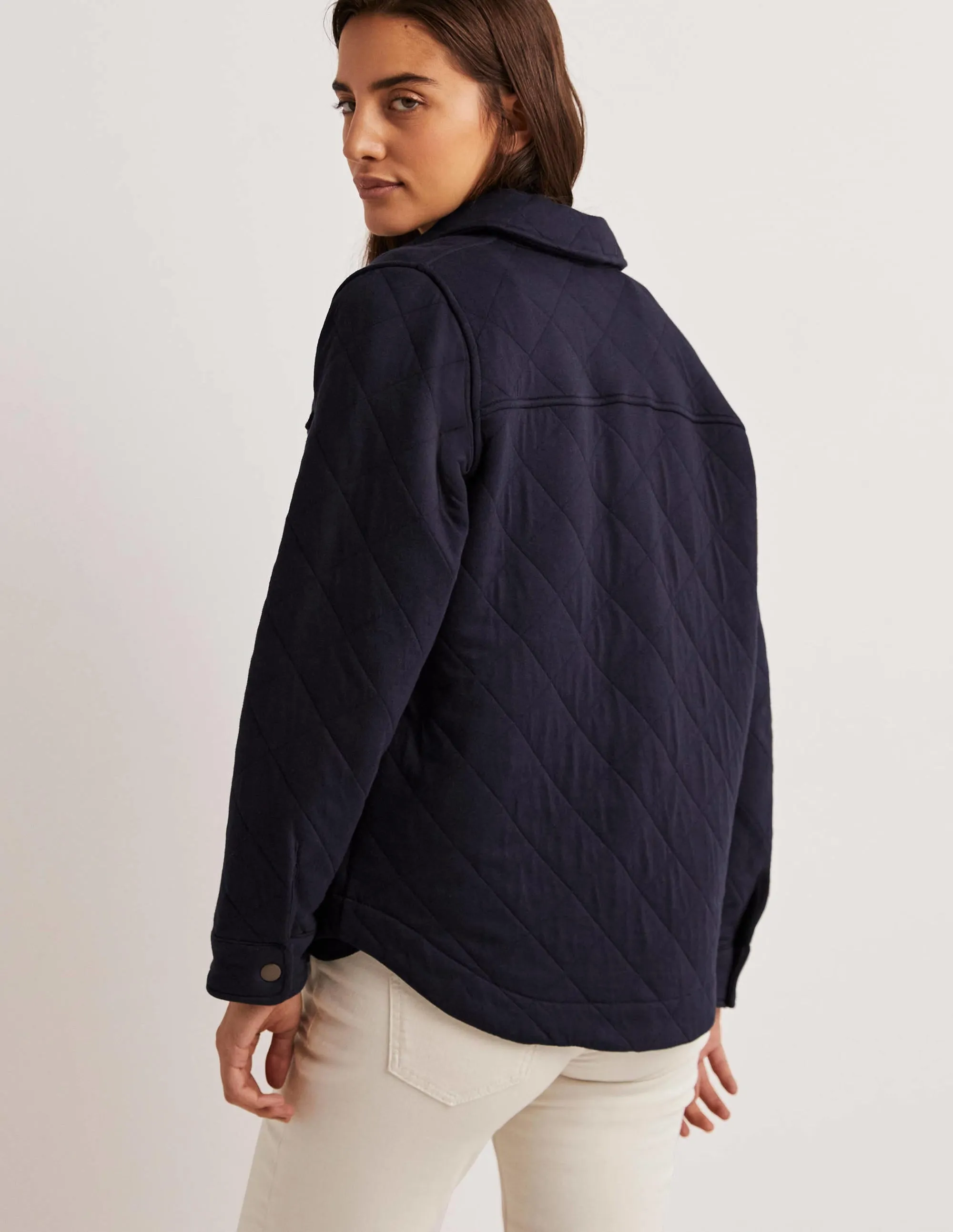 Quilted Jersey Shacket-Navy