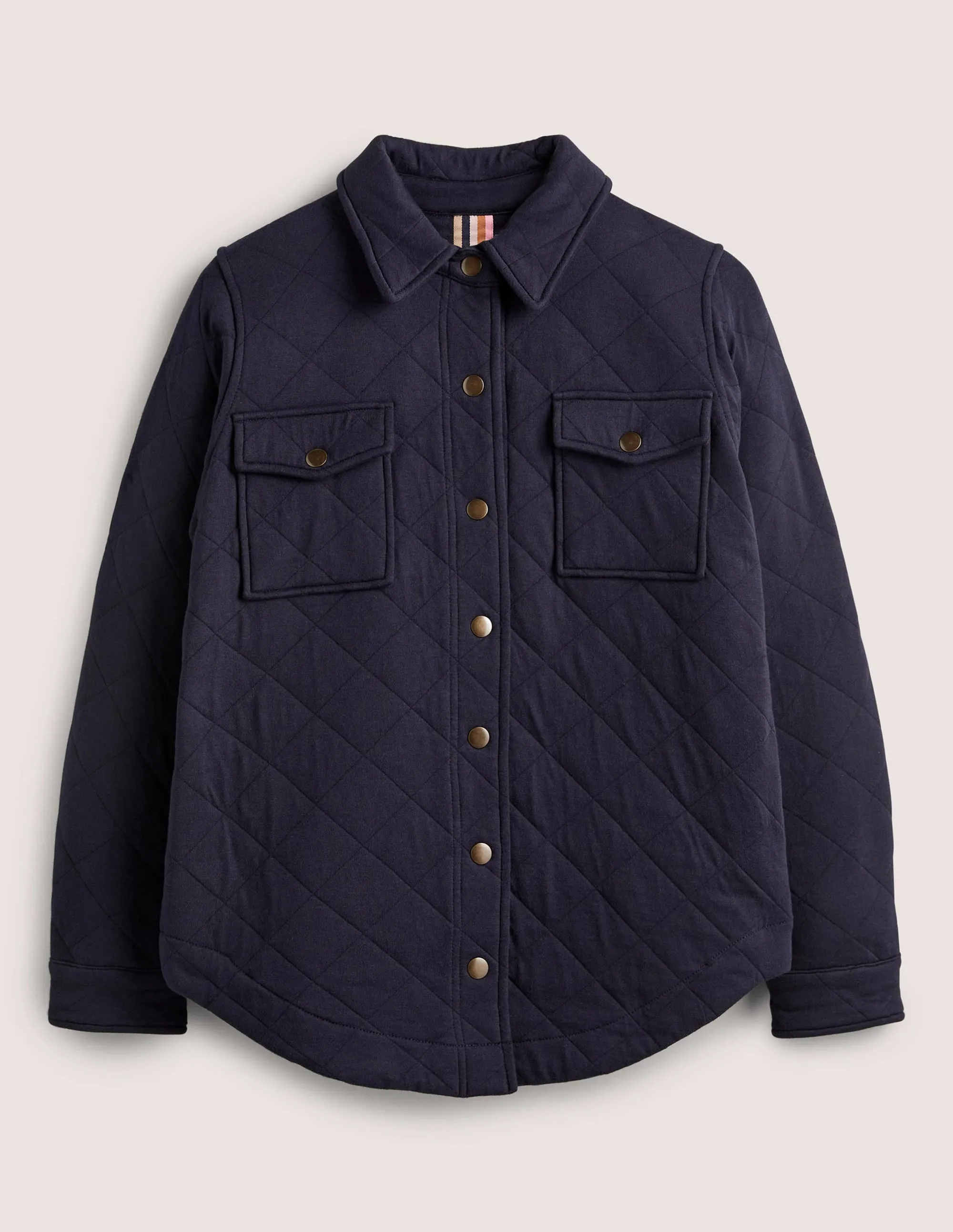 Quilted Jersey Shacket-Navy