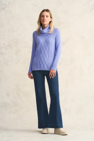 Roll Neck Cable Knit - Soft Lilac