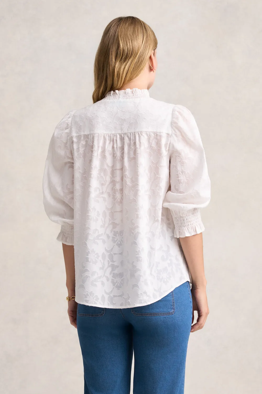 Ruffle Cotton Blouse - White