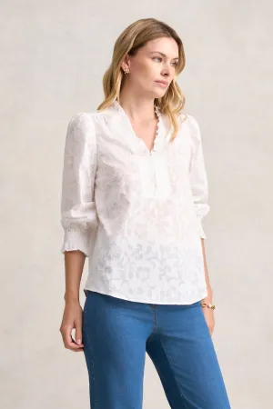 Ruffle Cotton Blouse - White