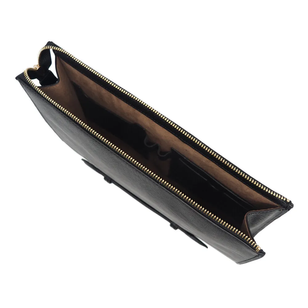 Saffiano Leather Zip Clutch