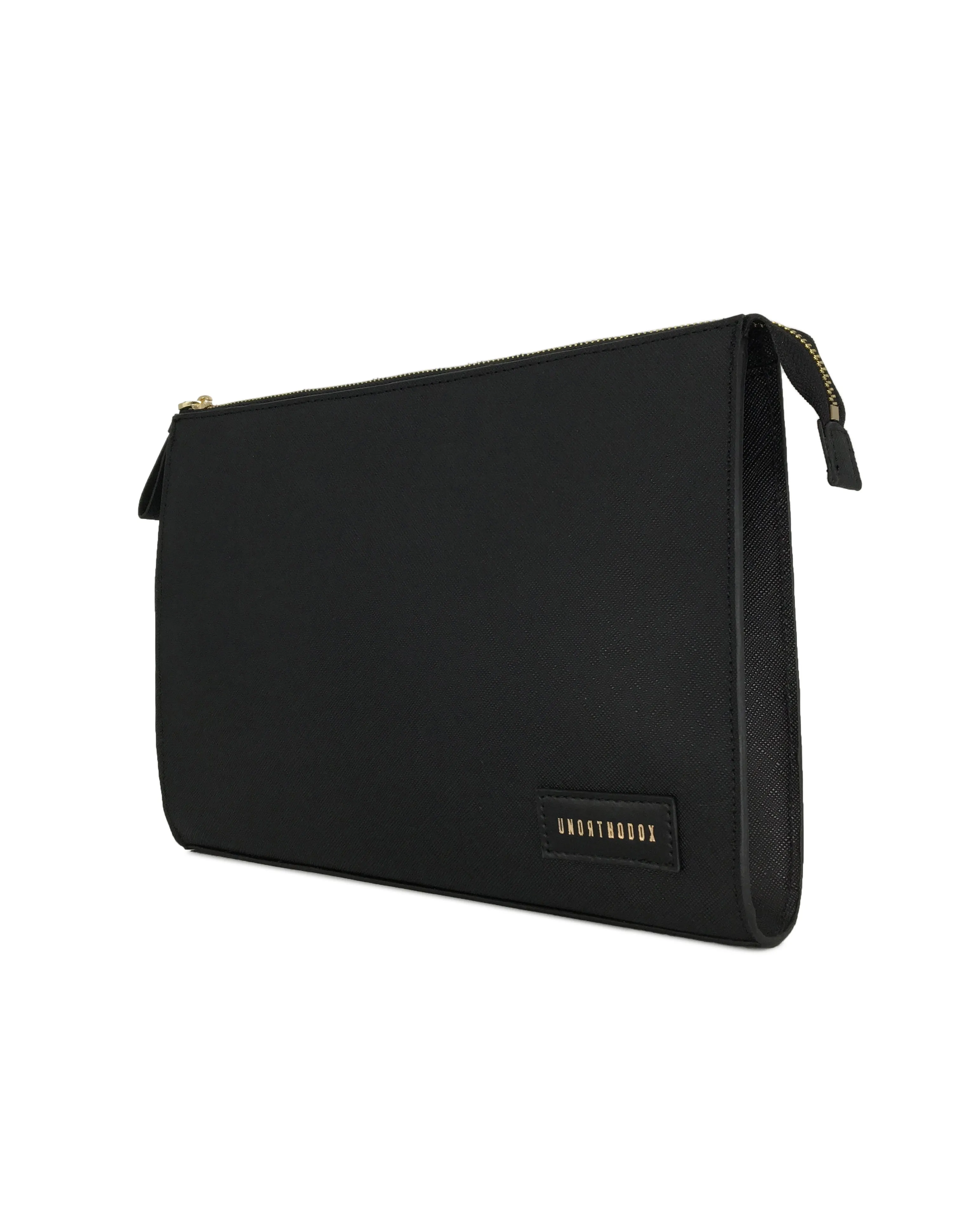 Saffiano Leather Zip Clutch