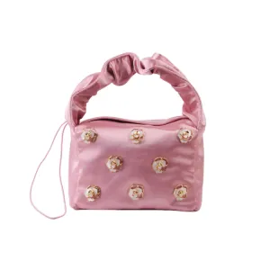 Satin Scrunch Bag with Bow Charms