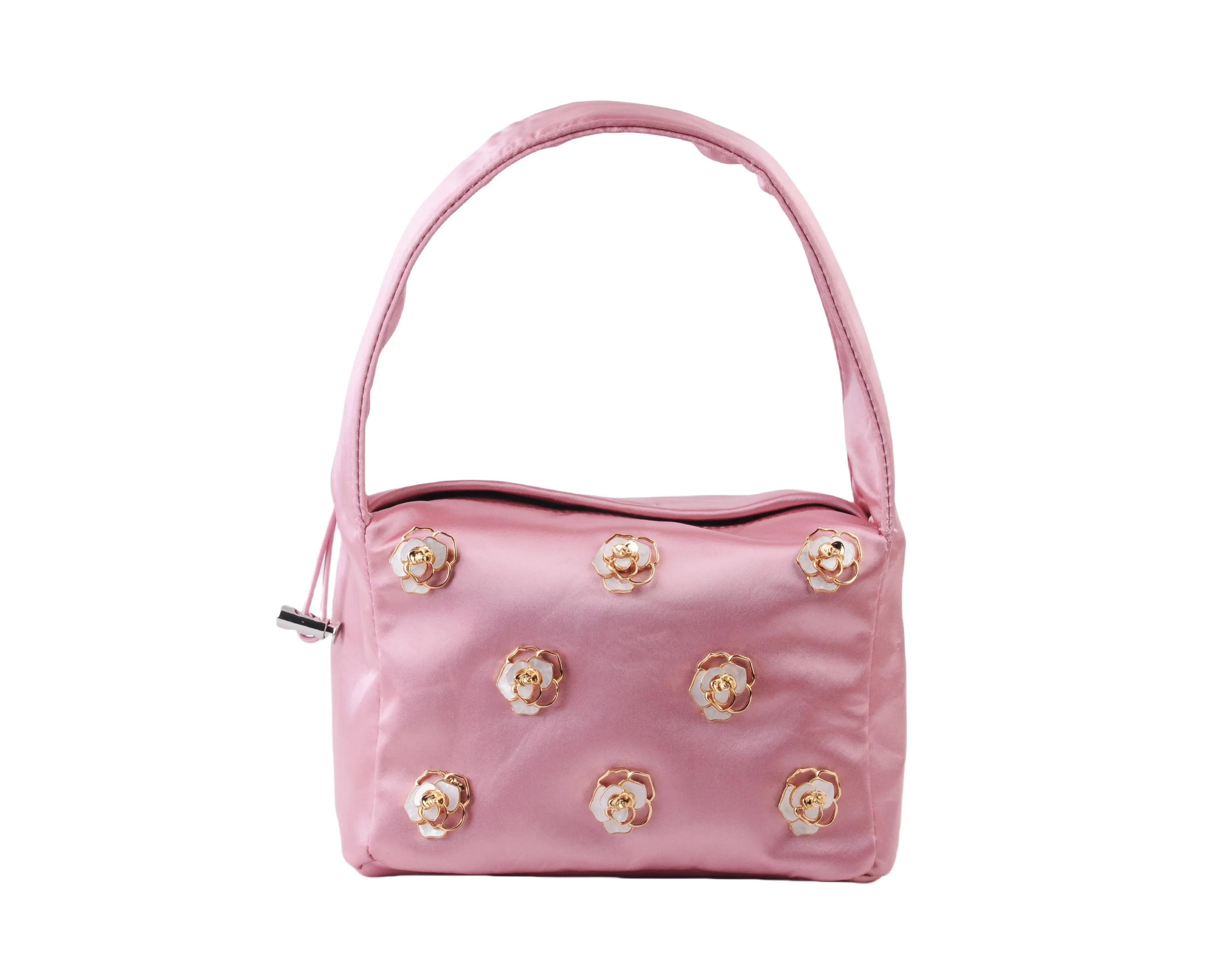 Satin Scrunch Bag with Bow Charms