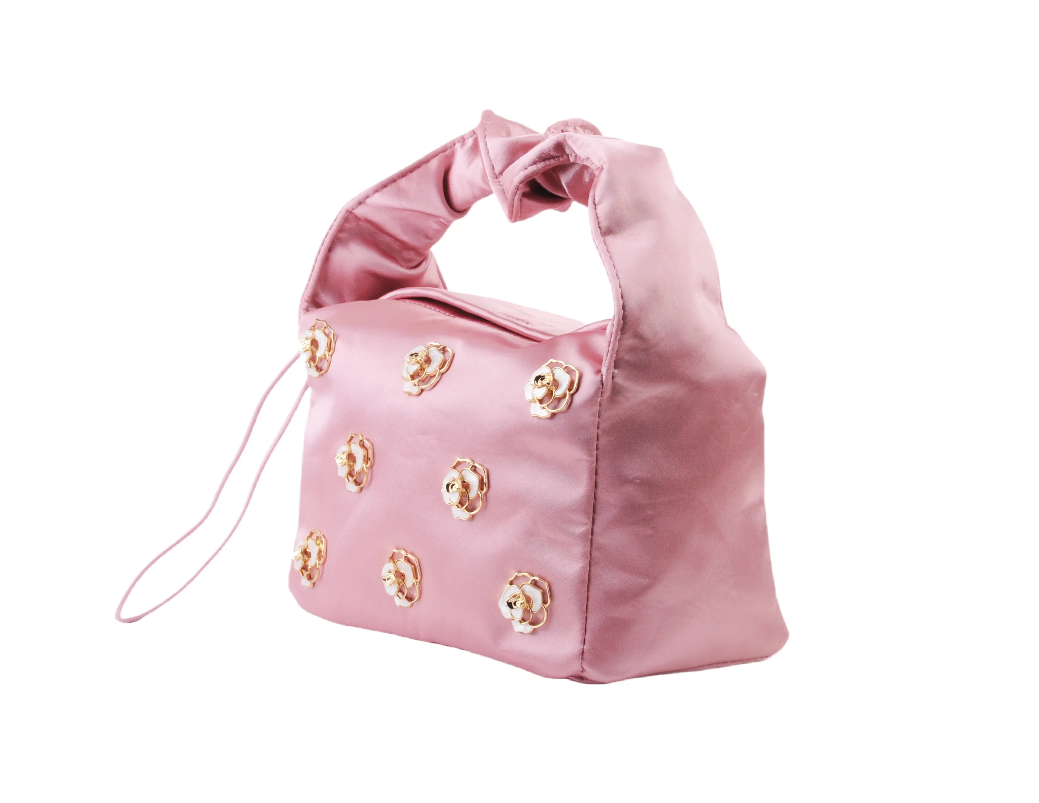Satin Scrunch Bag with Bow Charms